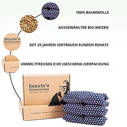 [Australia] - Exclusive Renate's grain pillow - cotton heat pillow - microwave - size XL (approx. 60x40cm) with organic wheat - first-class warmth in winter - for tall people - gift idea (red, XL) red 