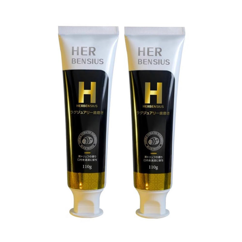 Japan HerBensius Black Truffle Toothpaste 110g*2, Toothpaste with Rich Foam.