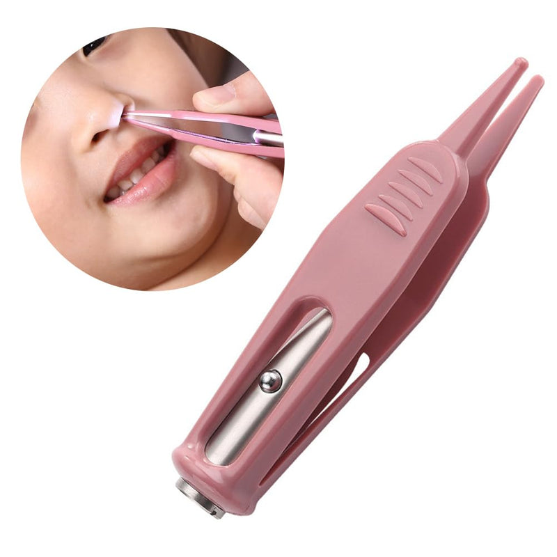 [Australia] - Infant Nose Cleaning Tweezer, Nose Tweezer with LED Light Round-Head Nose Picker Baby Cerumen Remover Nose Navel Clean Tool for Relieves Stuffy Nose 