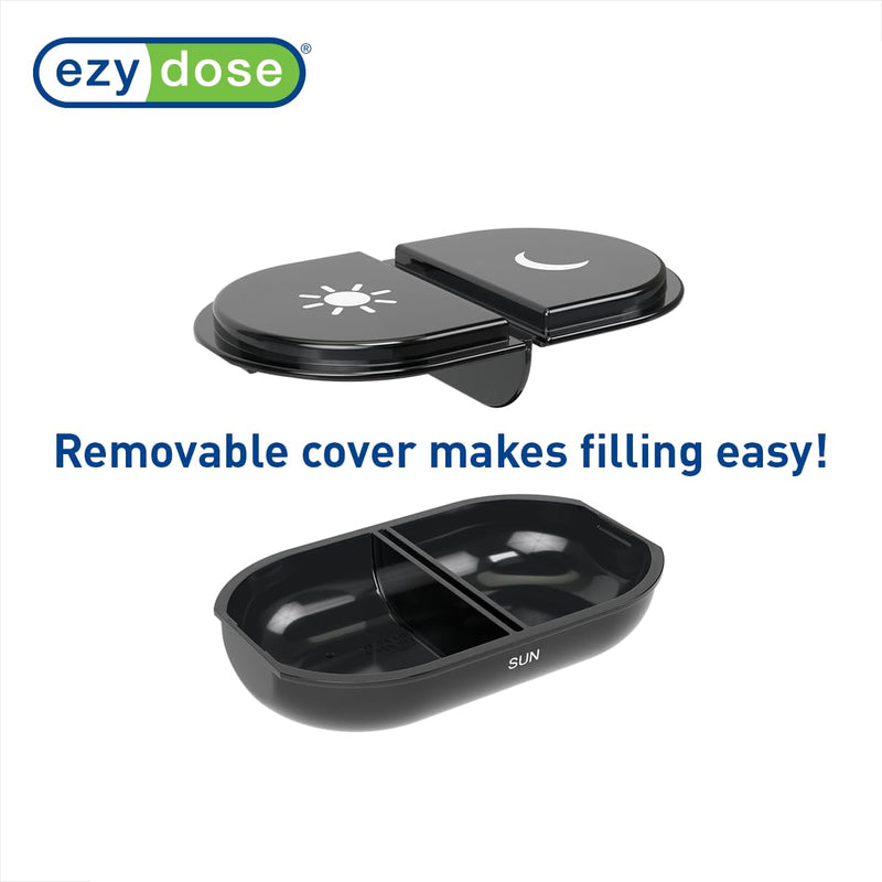 Ezy Dose Weekly (7-Day) AM/PM Pill Organizer, Large Medicine Planner, Black | Daily Individual Vitamin & Supplement Medication Case, 2x a Day Removable Compartments with Case, Travel-Friendly, BPA-Free Black With Clear Case