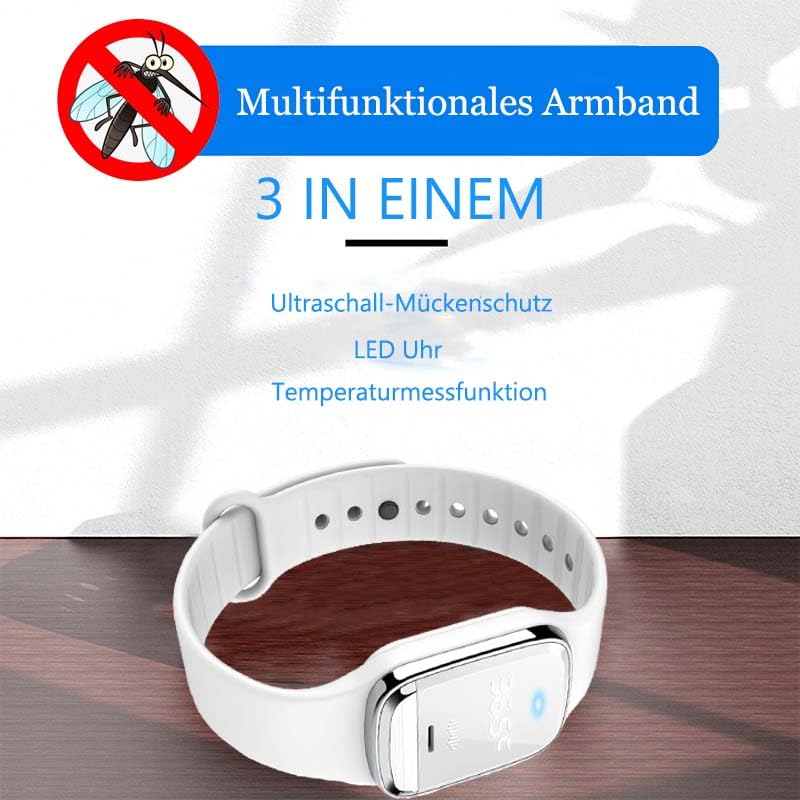 [Australia] - Feloyal Mosquito Repellent Bracelets Body Temperature Display and Mosquito Repellent Rechargeable Waterproof Ultrasonic Wrist Watch for Adults and Children Indoor Outdoor White 
