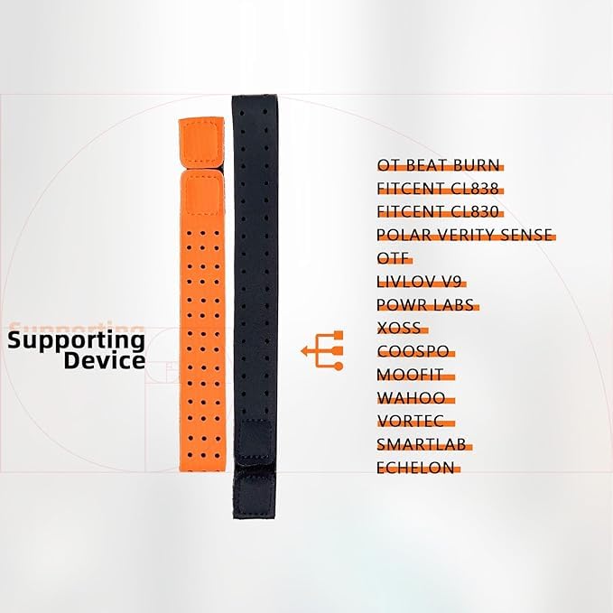 [Australia] - Replacement Armband Strap Compatible with OTF, Orange Theory Fitness Band orange+black 