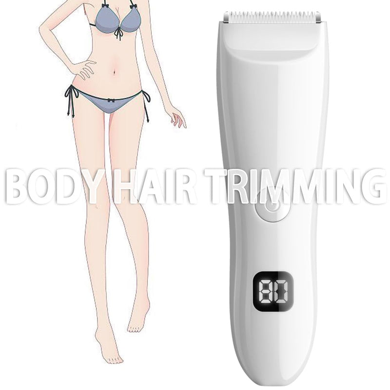 Bikini Trimmer for Women, Electric Razors for Pubic Legs Body Hair, Face Shaver Hair Trimmer Wet/Dry Body Shaver Groomer Replaceable Ceramic Blade Heads Waterproof Hair Removal, Gifts for Women White