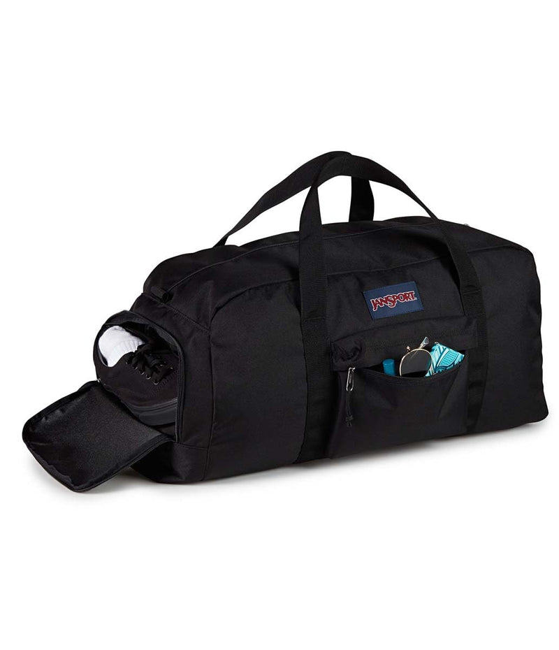 JanSport Weekender Large Duffel - Travel or Gym Bag, Durable Weekender with Front Utility Pocket & Side Grab Handles - Black