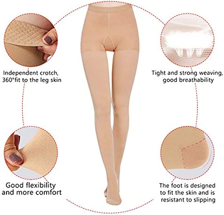 [Australia] - KISSLIFE 2 Pairs Compression Pantyhose Women Support Hose 20-30 mmHg Closed Toe Graduated Compression Stockings for Varicose Veins Beige and Black X-Large (2 Pair) 