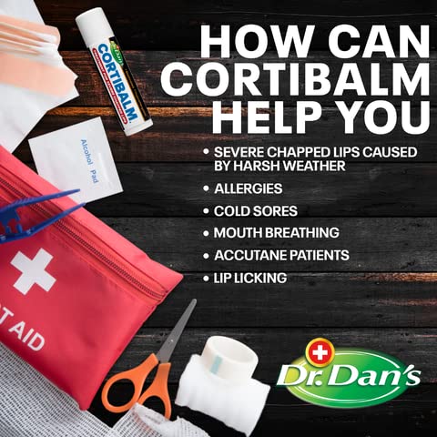 Dr. Dan's Cortibalm 5 Pack 1% Hydrocortisone Lip Balm for Dry Cracked Lips | Healing Lip Balm 1% Hydrocortisone with Beeswax & Vitamin E, for Chapped Lips Repair, Moisturizing & Hydrating Lips Formula 1 Count (Pack of 5)
