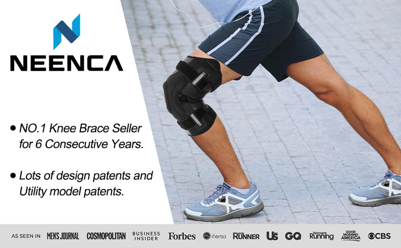 [Australia] - NEENCA Professional Knee Brace for Knee Pain, Hinged Knee Support with Patented X-Straps Fiting System, Strong Stability for Joint Pain Relief, Arthritis, Meniscus Tear, ACL, PCL, MCL, Sports, Workout Small Black-Single 