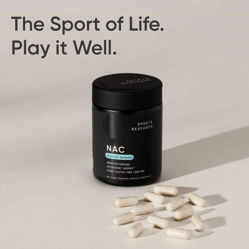 [Australia] - Sports Research N-Acetyl L-Cysteine (NAC) 600mg, 90 Veggie Capsules - Vegan, Non-GMO, Gluten Free. Lemon Aroma 90 Count (Pack of 1) 