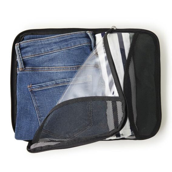 Baggallini Compression Cube 3-piece set - Lightweight Compression Packing Cubes for Travel One Size Black