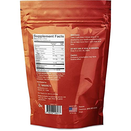[Australia] - BariatricPal Sugar-Free Calcium Citrate Soft Chews 500mg with Probiotics (90 Count) - French Caramel Vanilla 