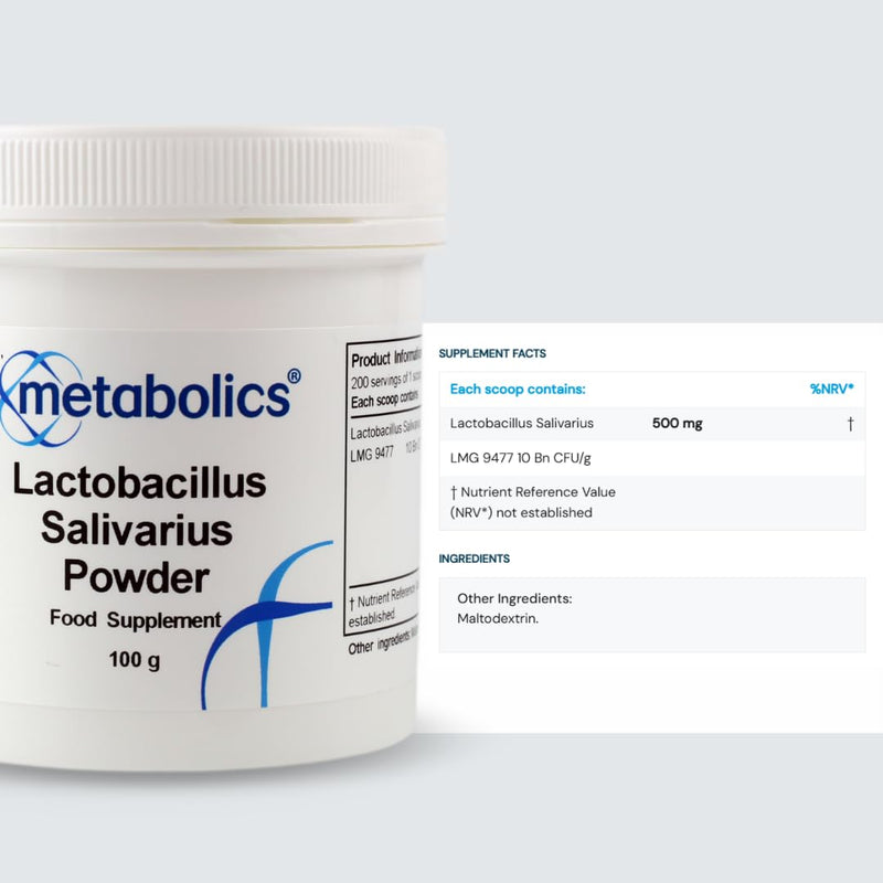 Lactobacillus Salivarius Powder 100g | High-Potency Probiotic | Supports Digestive & Immune Health | Vegan-Friendly | UK Made | Metabolics