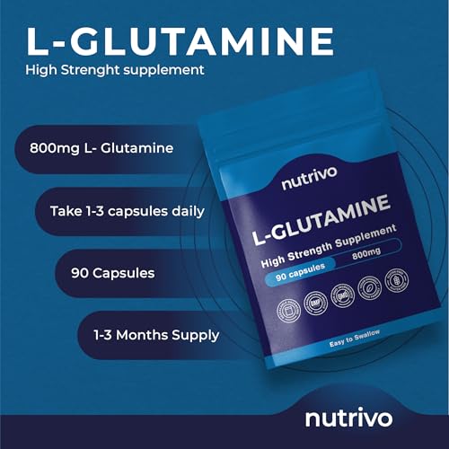 L-Glutamine 800mg Capsules | 90 Capsules Per Pouch | L-Glutamine Nutritional Supplements | Supports Muscle and Gut Health | Good Alternative to Powder and Tablets | Vegan & UK Made (Pack of 2) 90 count (Pack of 2)