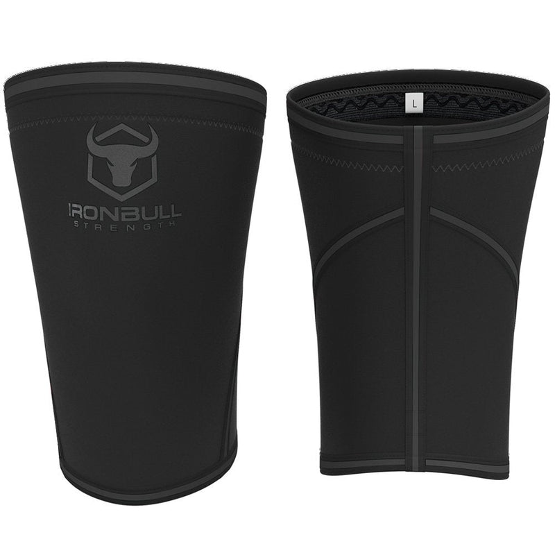 [Australia] - Iron Bull Strength 7mm Knee Sleeves (Pair) for Weightlifting & Powerlifting (USPA, IPL, IWF & USAW Approved) | High-Performance Knee Compression Support For Squats, Weight Lifting - Men and Women Black/Charcoal Large 