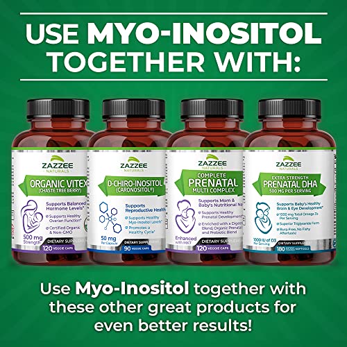 Zazzee Myo-Inositol Capsules and USDA Organic Vitex Capsules, Vegan, Non-GMO and All-Natural