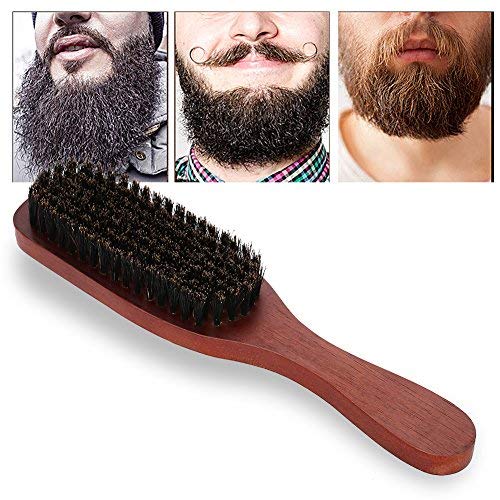 [Australia] - Semme Boar Bristle Brush, Professional Shaving Beard Brush, Wild Boar Bristle Beard Brush Facial Massage Cleaning Brush Mustache Cleaning Comb for Barber Salon Home Use 