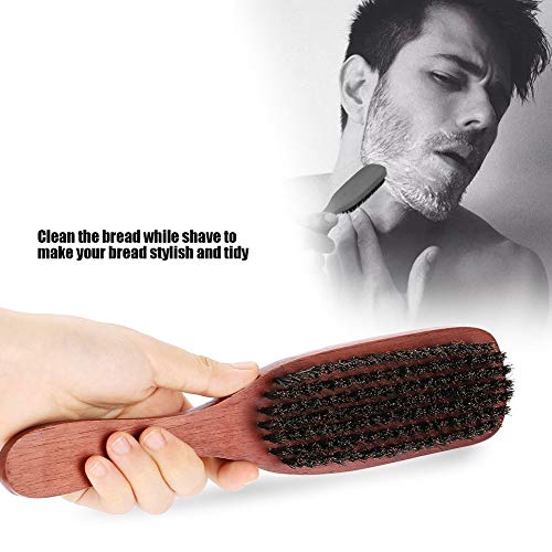 [Australia] - Qkiss Natural Hair Beard Brush, Wood Handle Men Professional Facial Shaving Beard Brush Beard Comb, Mustache Cleaning Beard Care Hairdresser Salon Equipment Tool 