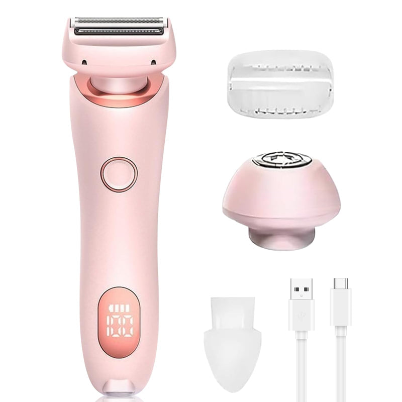 Womens Electric Shaver, 2 in 1 Razor for Women, Wet & Dry Electric Waterproof Razor with LED Display, Cordless Bikini Trimmer for Sensitive Skin, Painless Hair Removal