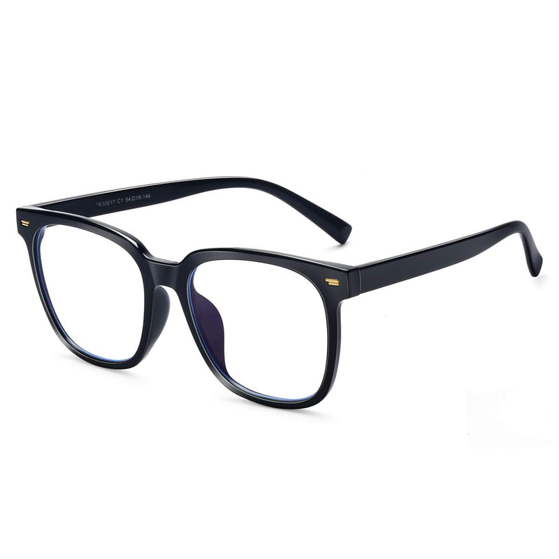 [Australia] - PANNER Oversized Square Blue Light Blocking Glasses for Women Men Anti Glare Reduce Eyestrain Computer Glasses Black 54 Millimeters 
