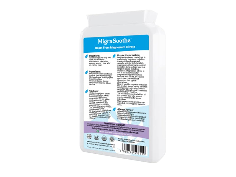 Magnesium MigraSoothe Boooster II - Supera absorbable Magnesium to Support Migraine Relief in conjuntion with MigraSoothe Riboflavin Products (120) 120