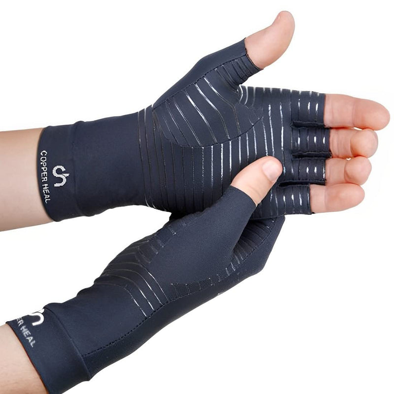 [Australia] - COPPER HEAL Compression Gloves Size L Bundle – 1 Full Finger + 1 Fingerless Pair – 88% Copper Infused – Arthritis & Pain Relief – SAVE 20% 