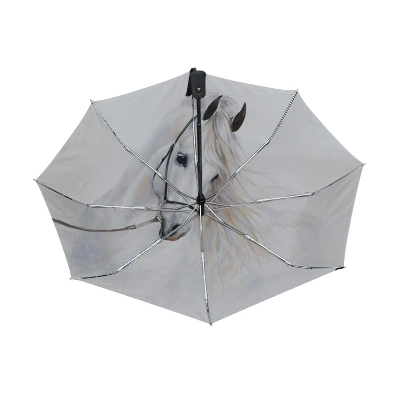 FORMRS Automatic Umbrella, Rose Pink Umbrella Compact Lightweight, Waterproof Windproof for Sun Rain Travel Watercolor Horse
