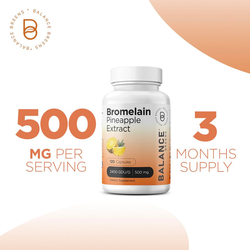 [Australia] - Balancebreens Bromelain 500mg, 120 Capsules - Pineapple Extract Digestive Enzyme, Supports Digestion and Joint Health Supplement 120 Count (Pack of 1) 