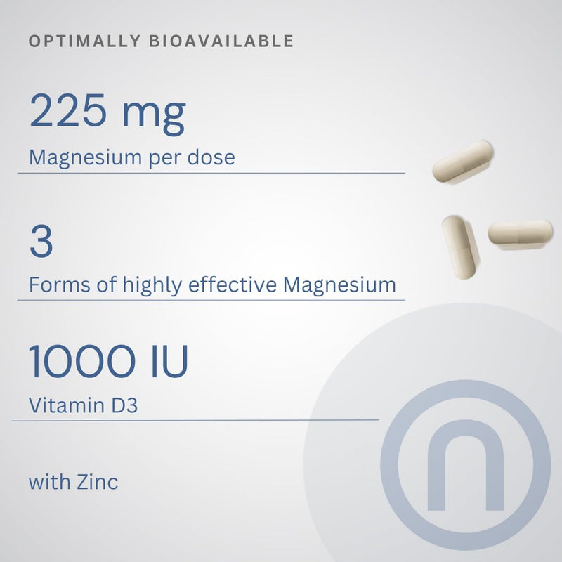 Magnesium Complex | Magnesium Glycinate, Malate and Citrate | with Vitamin D3 & Zinc | Made in the UK | UK GMP Standards | 60 Vegan Capsules