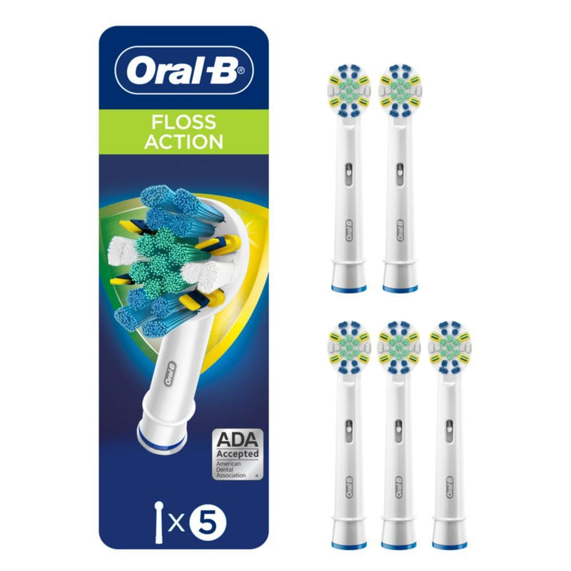 Oral-B FlossAction Electric Toothbrush Replacement Brush Heads Refills, 5 Count White 5 Count (Pack of 1)