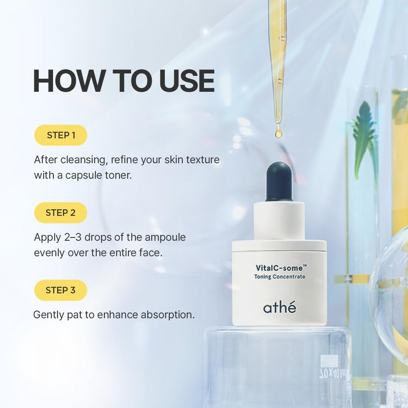 athé VitalC-Some Toning Concentrate | Vitamin C | Brightening | Dull Skin | Skin clarity & radiance. Firmer-looking skin with antioxidant care. Triple fermented for renewal. Ceramides barrier support. 0.67 Fl Oz (Pack of 1)
