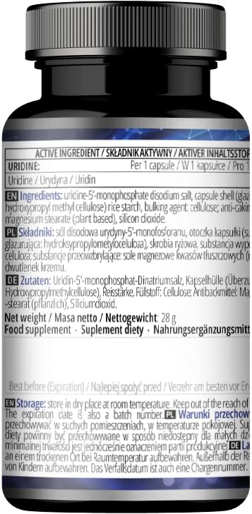 Uridine 250 mg - UMP Disodium Salt, 60 Vegan Capsules | 60-Day Supply | Nervous System Support & Cellular Health - by Apollo's Hegemony