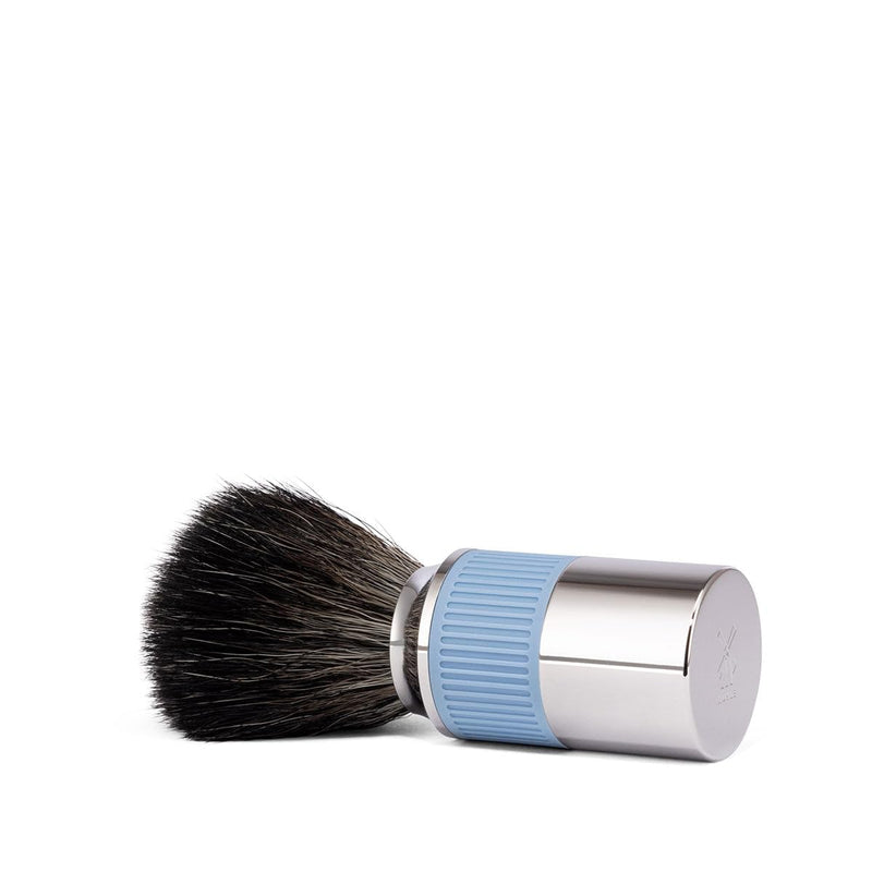 [Australia] - MÜHLE NEO shaving brush - shaving brush made of black fiber - chrome-plated metal and rubber grip handle - vegan - glacier blue 
