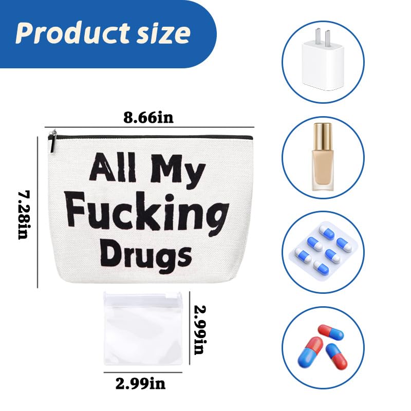 ShiQiao Spl Funny Medicine Storage Pouch Bag for Vitamins Medications Organiser Bag with Transparent 7-Day Pill Organiser Bags for Mom Dad Medications Organiser Bags Pouches Meds Pill Makeup Pouch All Bag