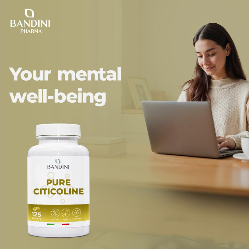 Bandini® Citicoline 125 Tablets - CDP Choline Supplement, up to 500mg Daily - High Strength CDP-Choline Support for Cellular Function, Active Lifestyle, Mental Performance - Non-GMO, Vegan Friendly