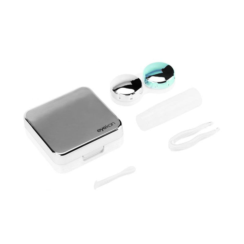 [Australia] - Uxsiya Mini Contact Lens Case Portable Contact Lens Case for Contact Lenses and Travel Silver/Black Modern 