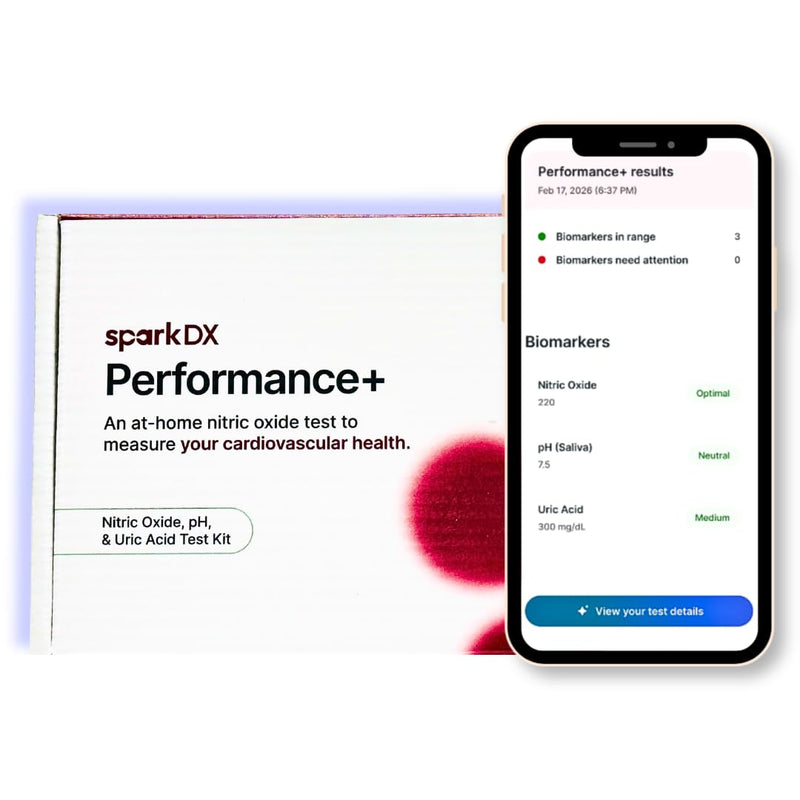 Performance+ Saliva Test Kit – Nitric Oxide, pH & Uric Acid 3-in-1 At-Home Wellness Test, AI Reports + Mobile App Results in Under a Minute, No Blood, 16 Tests Performance+/Nitric Oxide Test-16 tests