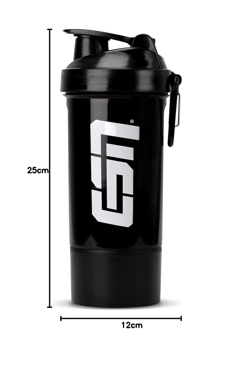 [Australia] - ESN Shaker, Black, 600 ml, leak protection thanks to secure smart closure, free from BPA & DEHP, tested quality 