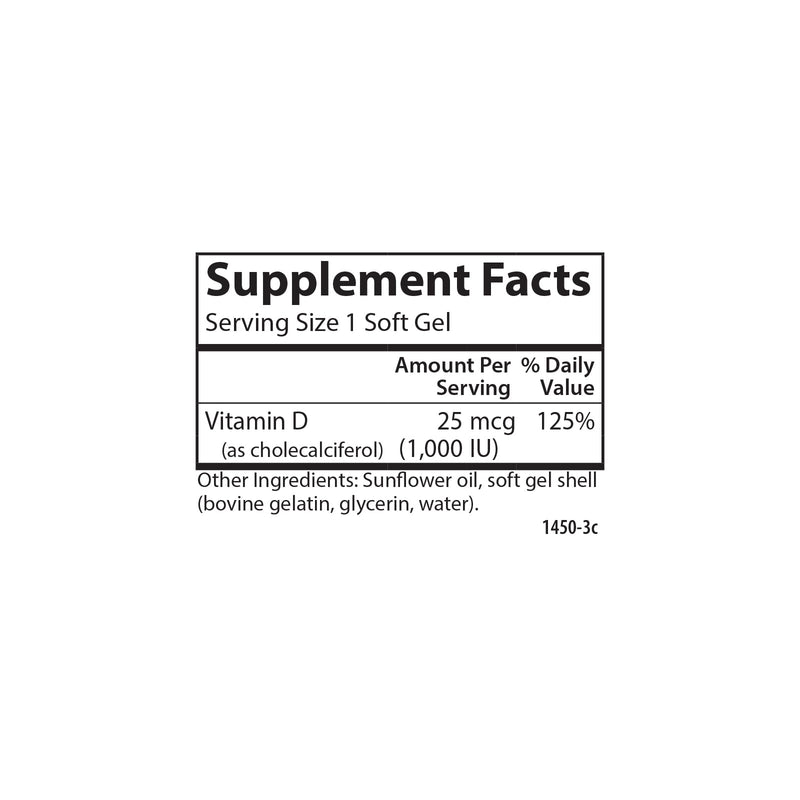 Carlson Vitamin D3, 1000 IU (25 mcg), Bone Health, 60 Softgels | Muscle Health; Cholecalciferol; Vitamin D Supplements; Vitamin D3 Soft Gels 60 Count (Pack of 1)