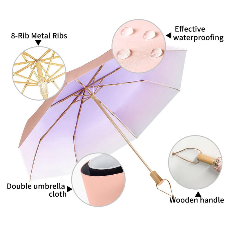 Dlin Sun Umbrella for Walking, Compact UV Umbrella Protection, Folding Lightweight Portable Parasol Umbrella for Men and Women Purple