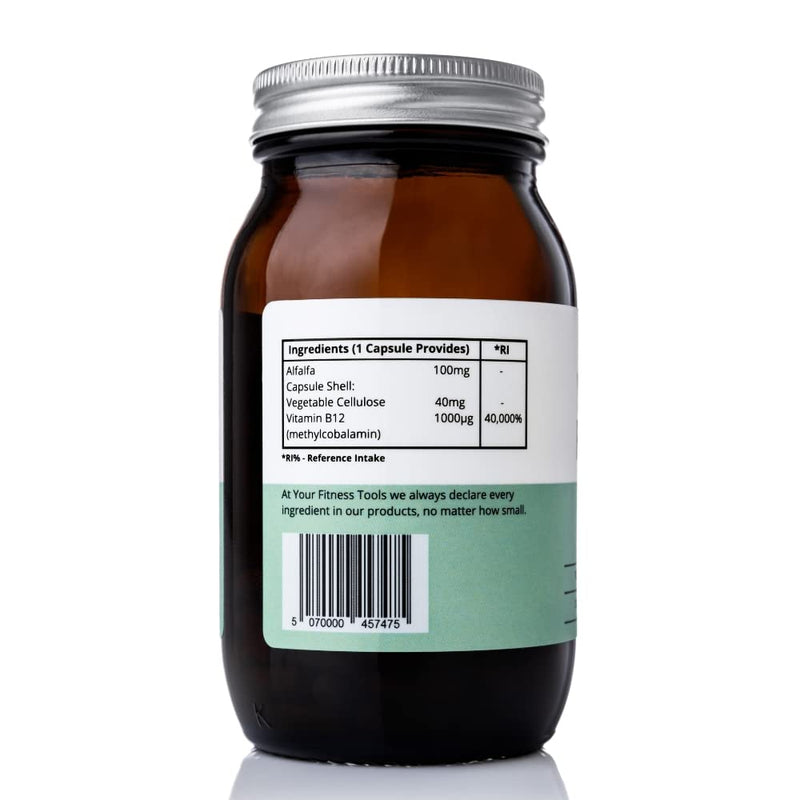 Vegan Vitamin B12 1000MCG | 120 x Methylcobalamin Vegan B12 Vitamin Capsules | High Strength Tablets | Contribute to The Reduction of Tiredness & Fatigue | Made in The UK