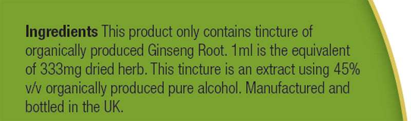 Organic Herbal Remedies 100 ml Panax Ginseng Tincture