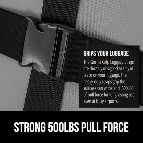 Gorilla Grip Luggage Straps and Tactical Flashlights, Luggage Straps Tightening Belts 2 Pack, Tactical Flashlight Adjustable Mode 2 Pack, Both in Black, 2 Item Bundle