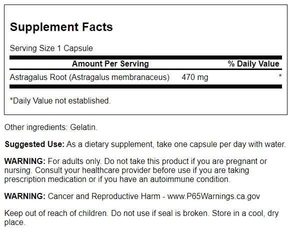 [Australia] - Swanson Astragalus Root - Herbal Supplement Promoting Immune System Support - Natural Formula Supporting Heart '&' Liver Health - (100 Capsules, 470mg Each) 1 