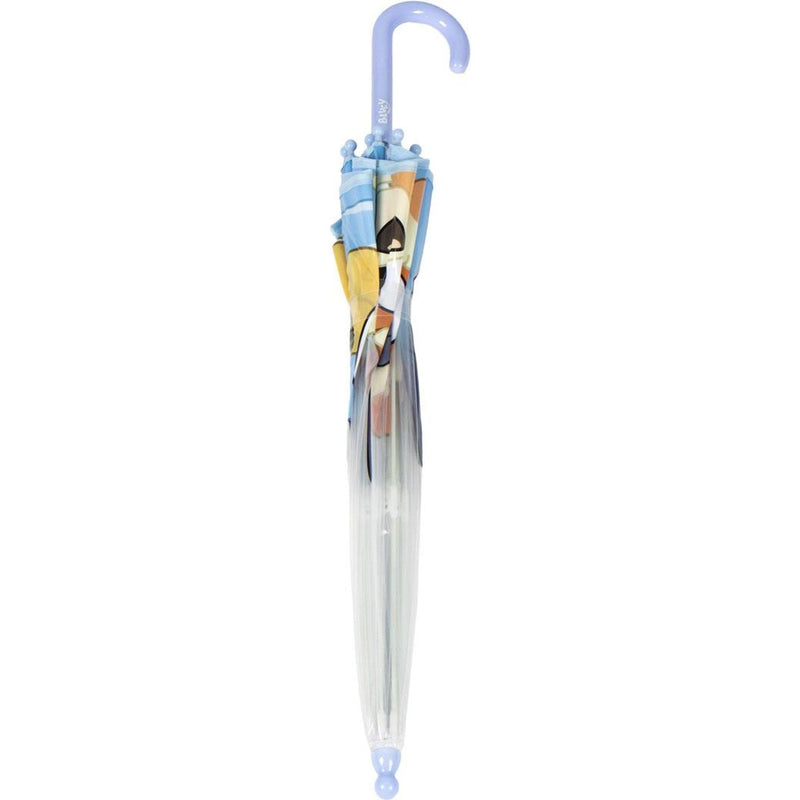 Bluey Poe Bulle Manual Umbrella, Clear Kids Umbrella with Official Bluey Design, Safety Manual Opening and High Protection Dome for Children on Rainy Day, Blue, T45C