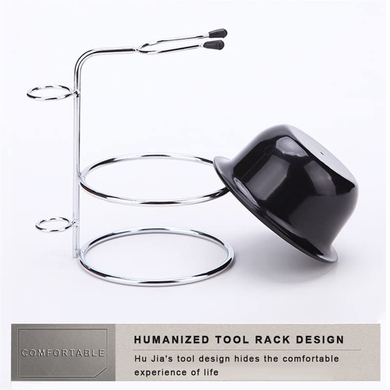 [Australia] - Ftory Shaving Brush Stand, Men's Shaving Set, Stainless Steel Shaving Brush Stand Razor Holder and Black Shaving Bowl for Manual Razors, Shaving Brush, Shaving Bowl 