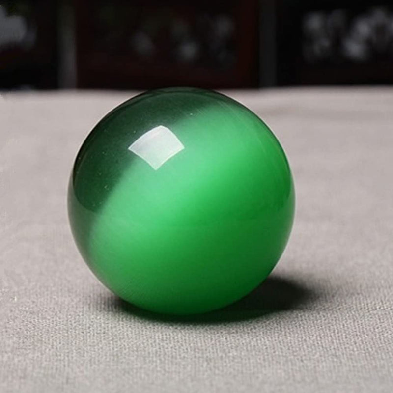 [Australia] - 2 Inch Green Artificial Cat Tiger Eye Crystal Baoding Balls, Hand Therapy Balls, Stress Balls to Relief Stress, Chinese Meditation Balls with Carry Pouch (Box-Packed) M20 #1 