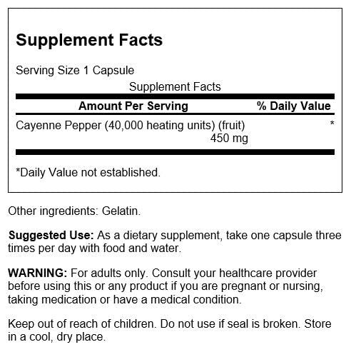 [Australia] - Swanson Cayenne - Herbal Supplement Promoting Digestion, Circulation & Metabolism Support - Natural Formula May Support Heart Health - (300 Capsules, 450mg Each) 1 
