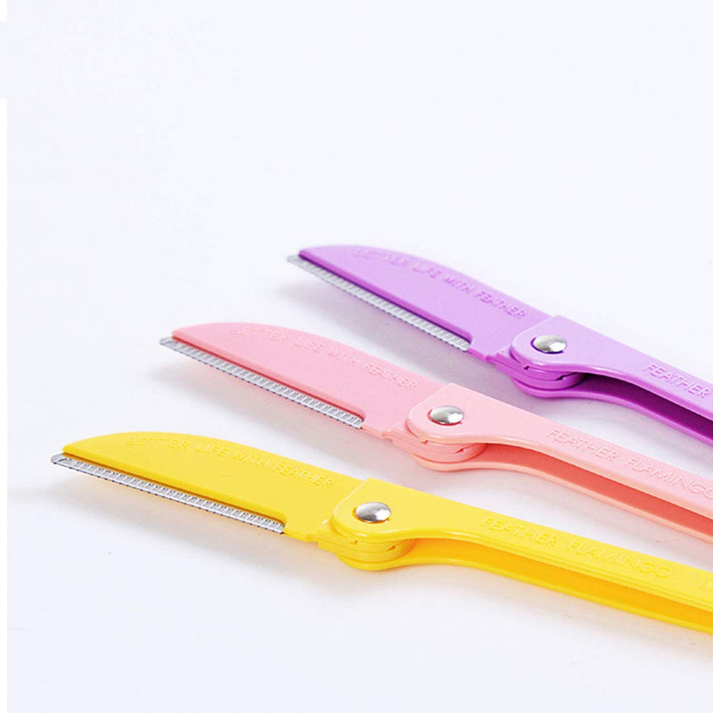[Australia] - Limo Eyebrow Razor, Facial Hair Trimmer, 6 PCS - Purple+Yellow+Pink, Women's Facial Hair Maintenance, Sensitive Skin, Modern Style Purple+Yellow+Pink 6pcs 