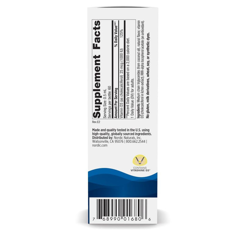 Nordic Naturals Plant-Based Vitamin D3 Liquid - 1 oz - 1000 IU Vitamin D3 - Healthy Bones, Mood & Immune System Function - Non-GMO, Vegan - 60 Servings | Vegan Vitamin D3 from lichen, not lanolin. 1000 IU supports bone health, mood & immune function. L...