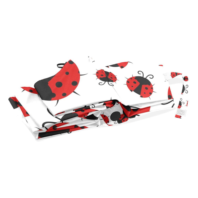 Sport Balls Football Baseball 5 Folds Travel Umbrella for Rain Sun UV Resistant, Windproof 6 Ribs Lightweight Compact Folding Umbrella for Adults Teens Kids Girls Boys Red Ladybugs