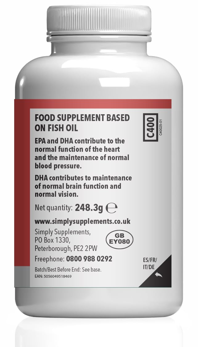 Pure Omega 3 1000mg Capsules | Supports Heart, Brain & Eye Health | Rich in Omega 3 Fatty Acids | 540mg of EPA and 360mg of DHA per Serving | 360 Capsules = 4 Months’ Supply | Made in The UK Unflavoured 2 count (pack of 180)